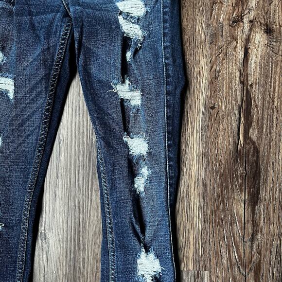 Hollister Women's 25/30 Dark Wash Super Skinny Low Rise Distressed Jeans - Picture 6 of 6